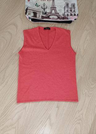 Тепла оранжева жилетка 36-38 меріносова шерсь