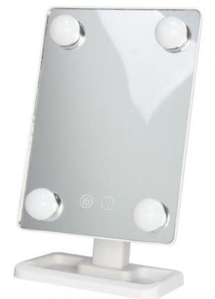 Настольное зеркало для макияжа cosmetie mirror 360 rotation angel с подсветкой.