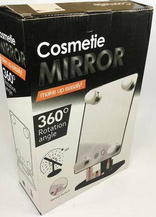 Настольное зеркало для макияжа cosmetie mirror 360 rotation angel с подсветкой.4 фото