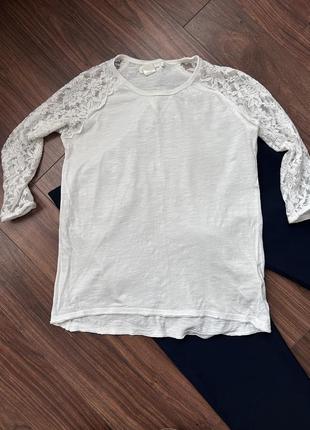 Базовий лонгслів із гіпюром рукава h&amp;m