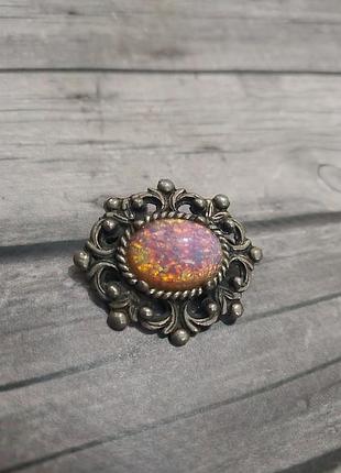 Брошь винтаж опаловое стекло сплав