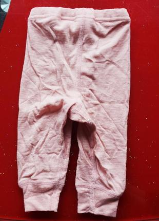 Термобелье штанишки лосины новорожденной девочке 0-3м 50-56-62см шерсть мериноса2 фото