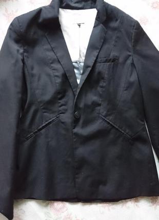 Черный пиджак на одну пуговицу приталенный2 фото