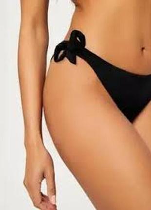 Низ от купальника женские плавки размер 46-48 / 14 черный бикини бразилианы на завязках