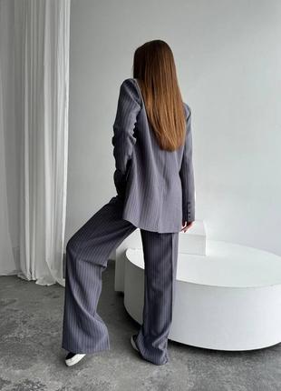 Качественный брючный костюм в полоску &amp; широкие брюки свободного кроя палаццо и жакет пиджак с подкладкой7 фото