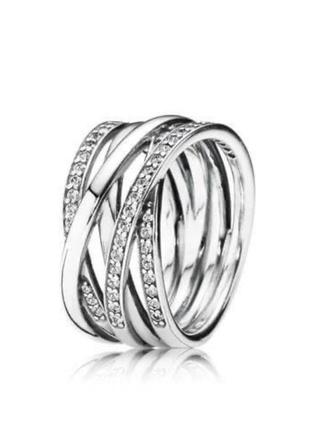 Срібна каблучка перстень кільце колечко кольцо срібло пандора pandora silver s925 ale з біркою і пломбою 925 проба сяючі лінії