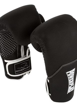 Боксерские перчатки спортивные тренировочные для бокса powerplay 3011 черно-белые карбон 10 унций dm-11