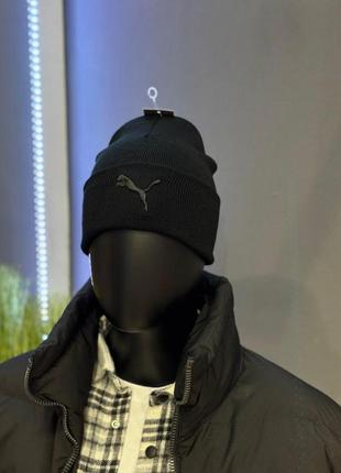 Мужская шапка puma черная с черным логотипом