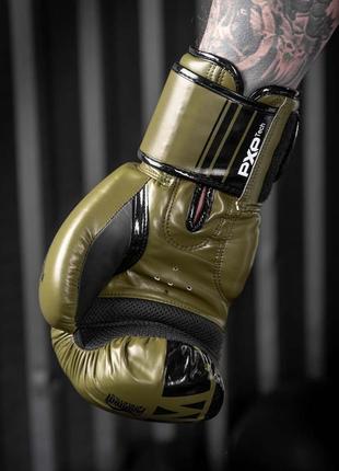Боксерские перчатки спортивные тренировочные для бокса phantom army green 16 унций (капа в подарок) dm-115 фото