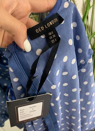 👚великолепная синяя блузка в горох/блуза с рюшами/блузка со стяжкой на груди👚8 фото