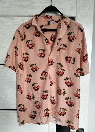 Сорочка блуза з вишеньками черешеньками3 фото