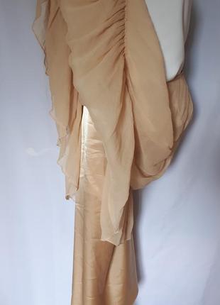 Бежевая длинная шелковая юбка libra (размер 12-14)3 фото