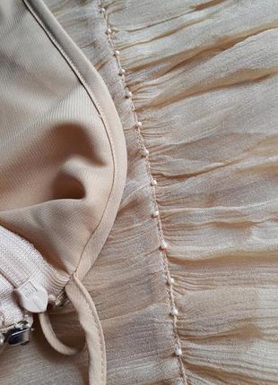 Бежевая длинная шелковая юбка libra (размер 12-14)5 фото