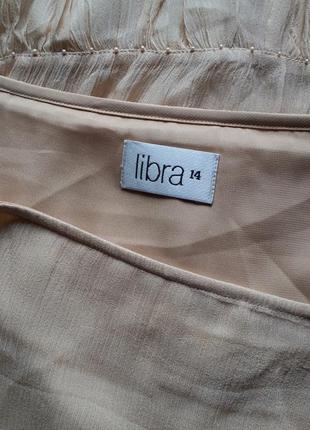 Бежевая длинная шелковая юбка libra (размер 12-14)7 фото