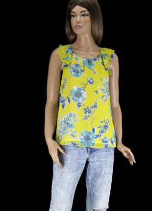 Брендовая блузка "zara" салатовая с цветочным принтом.5 фото