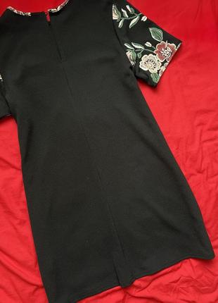 New look черное нарядное короткое платье с вышивкой5 фото
