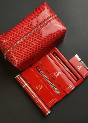 Christian louboutin розкішний  подарунковий набір: косметичка,2 парфума*4мл,1 парфум 2 мл,фірмовий тревел атомайзер