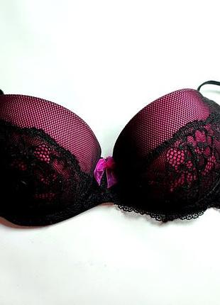 Lingerie c&a бюстик чорний рожевий мереживо сіточка формована чашка прозора сітка лівчик ліфчик бюстгалтер бра бюст2 фото