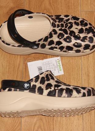 Женские кроксы crocs baya platform printed clog leopard w7,w8, w9 сабо8 фото