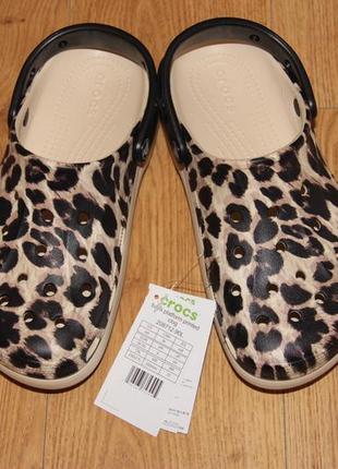 Женские кроксы crocs baya platform printed clog leopard w7,w8, w9 сабо9 фото