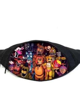 Поясная сумка бананка фнаф аниматроники (gb-fnaf 5 ночей с фредди 15) gear bag черная