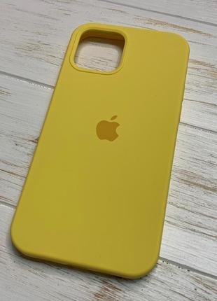Силіконовий чохол silicone case для iphone 12 / 12 pro з закритим низом жовтий yellow 4 (бампер)