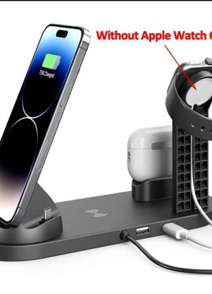 Беспроводная зарядка для телефона, наушники, часы fast charge iphone, airpods, apple2 фото