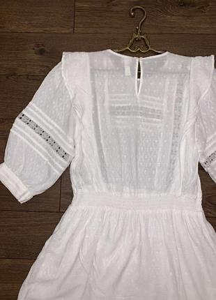 Очень крутое белое нарядное платье туника прошва вышивка h&m m