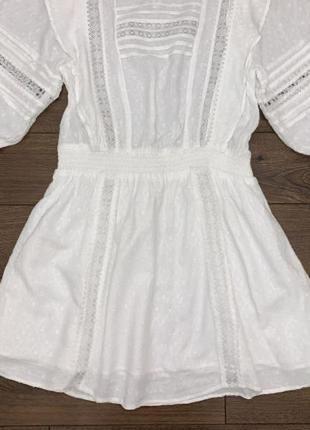 Очень крутое белое нарядное платье туника прошва вышивка h&m m