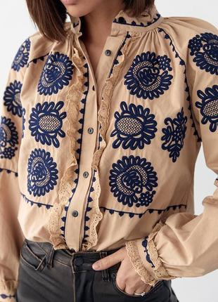 Женская красивая роскошная вышитая блуза, блузка, вышиванка цветы5 фото