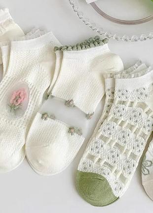 Женские шелковые носки с цветочным принтом2 фото