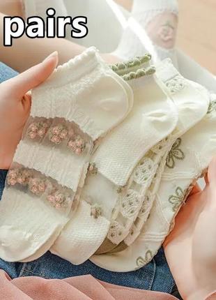 Женские шелковые носки с цветочным принтом1 фото