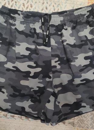 Легкие спортивные шорты gymshark серые камуфляжные4 фото