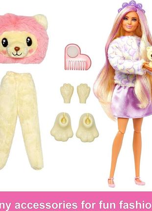 Лялька барбі barbie cutie reveal lion plush costume плюшеве левеня лев оригінал ростова к'юті ревіл2 фото