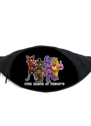 Поясна сумка бананка фнаф аніматроніки (gb-fnaf 5 ночей з фредді 06) gear bag чорна