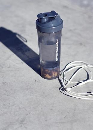 Пляшка шейкер спортивна універсальна для спортзалу smartshake slim 500ml gray dm-119 фото