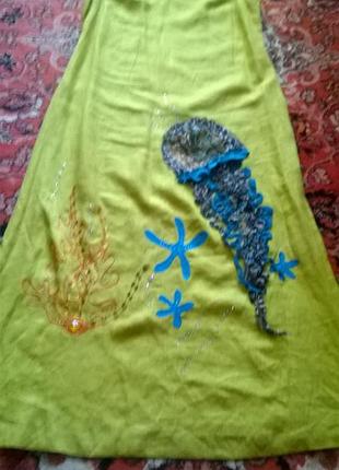 Бомбезное  яркое платье лен размер 54 распродажа 7