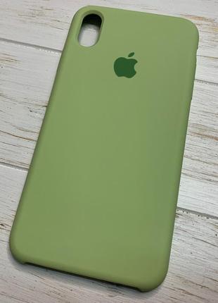 Силіконовий чохол silicone case для iphone xs max фісташковий avocado 59 (бампер)1 фото