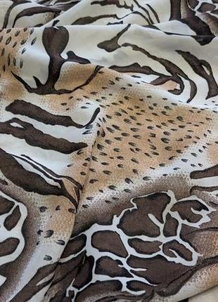 Леопардовий шарф легкий, шаль бежева, леопард шаль коричнева, накидка3 фото