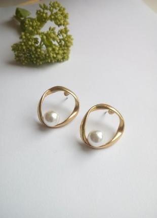 Сережки перлини золото3 фото