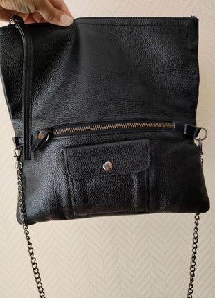 Черный кожаный клатч сумка mulberry