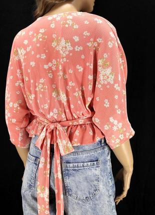 Оригинальная гофрированная блузка "asos" с цветочным принтом. размер uk10/eur38.7 фото