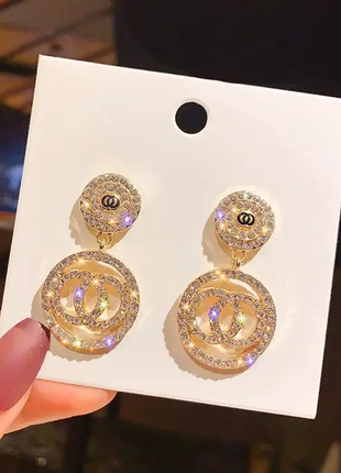 Жіночі золотисті сережки код 2340