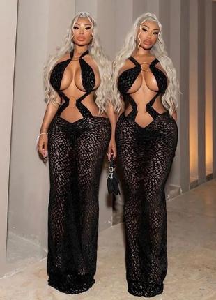 Платье сетка,паутинка,длинное,макси,вечернее платьице с открытой спинкой и вырезами