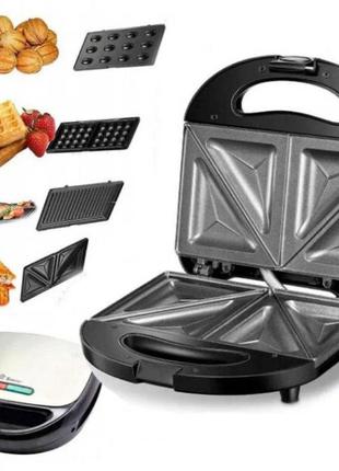 Мультипекарь вафельница бутербродница сэндвичница гриль электрическая 4 в 1 со...