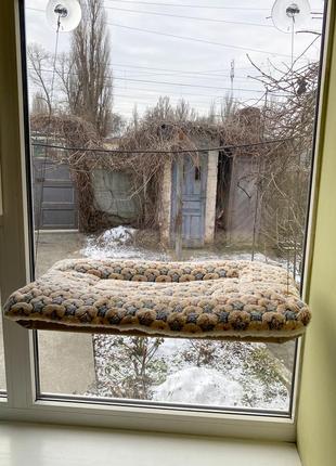 Гамак лежанка для кота. подвесной гамак на окно. гамак с плюшевой подушкой.10 фото