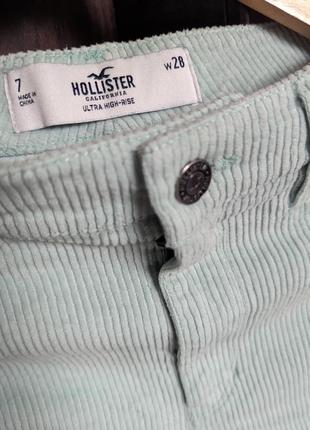 Штани вельветові, м'ятного кольору hollister3 фото