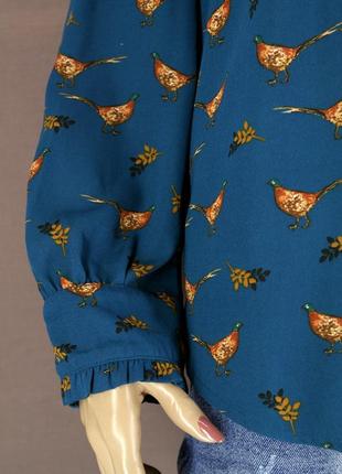 Оригинальная брендовая рубашка, блузка "tu" с фазанами. размер uk10.4 фото