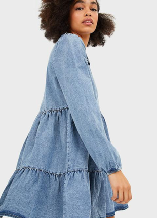 Красивое свободное платье колокольчик stradivarius vestido джинсовое denim