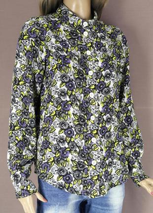 Брендовая блузка, рубашка с цветочным принтом "next" с длинным рукавом. размер uk8/eur36.4 фото